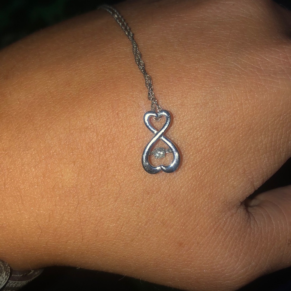 Sterling silver diamond heart necklace